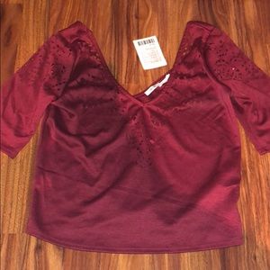 Red V-Neck with Cutout Pattern